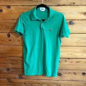 VINTAGE Izod Lacoste Mens Polo Shirt  Green 2 Button Cotton